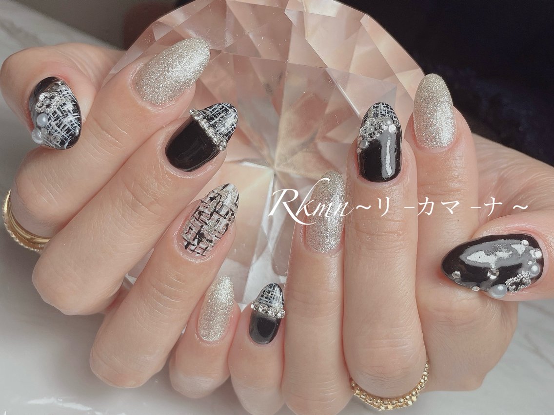 ネイル シンプルネイル ツイードネイル ハンドネイル フットネイル ハンドケア Rkmn ~リ-カマ-ナ~のネイルデザイン