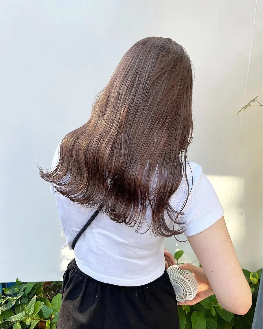セミロング カラー ヘアカラー トリートメント オリーブ/縮毛♡ Natsuno🩰のヘアスタイル