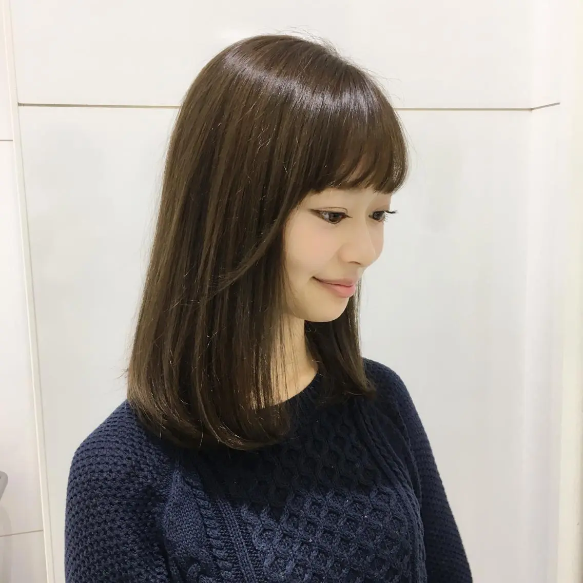 セミロング パーマ セミロングパーマ ストレートパーマ 趙 英来のヘアスタイル
