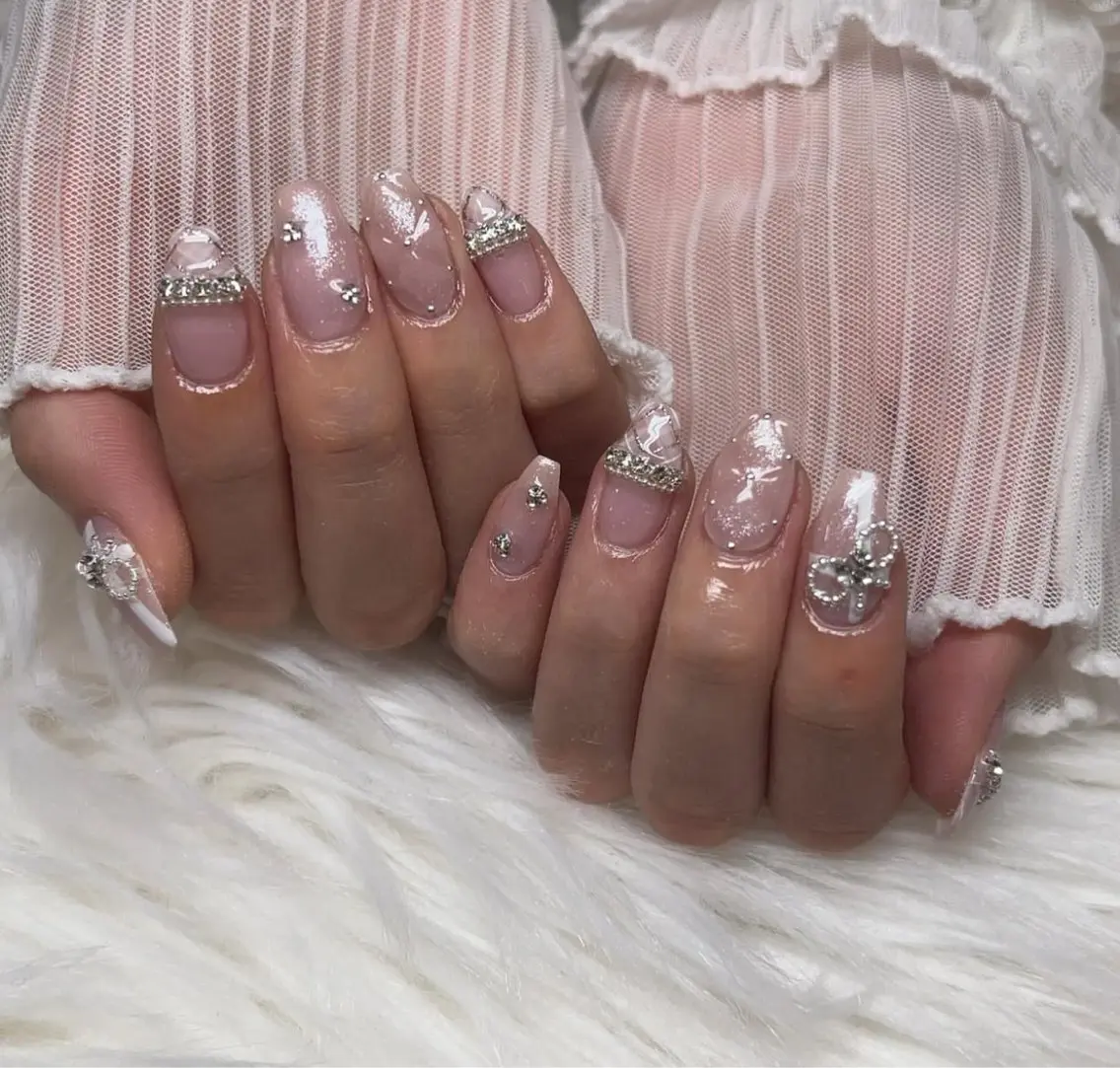 ネイル アートネイル フラワーネイル フレンチネイル ジェルネイル グラデーション ハンドネイル Ryu Nail NekoChanのネイルデザイン