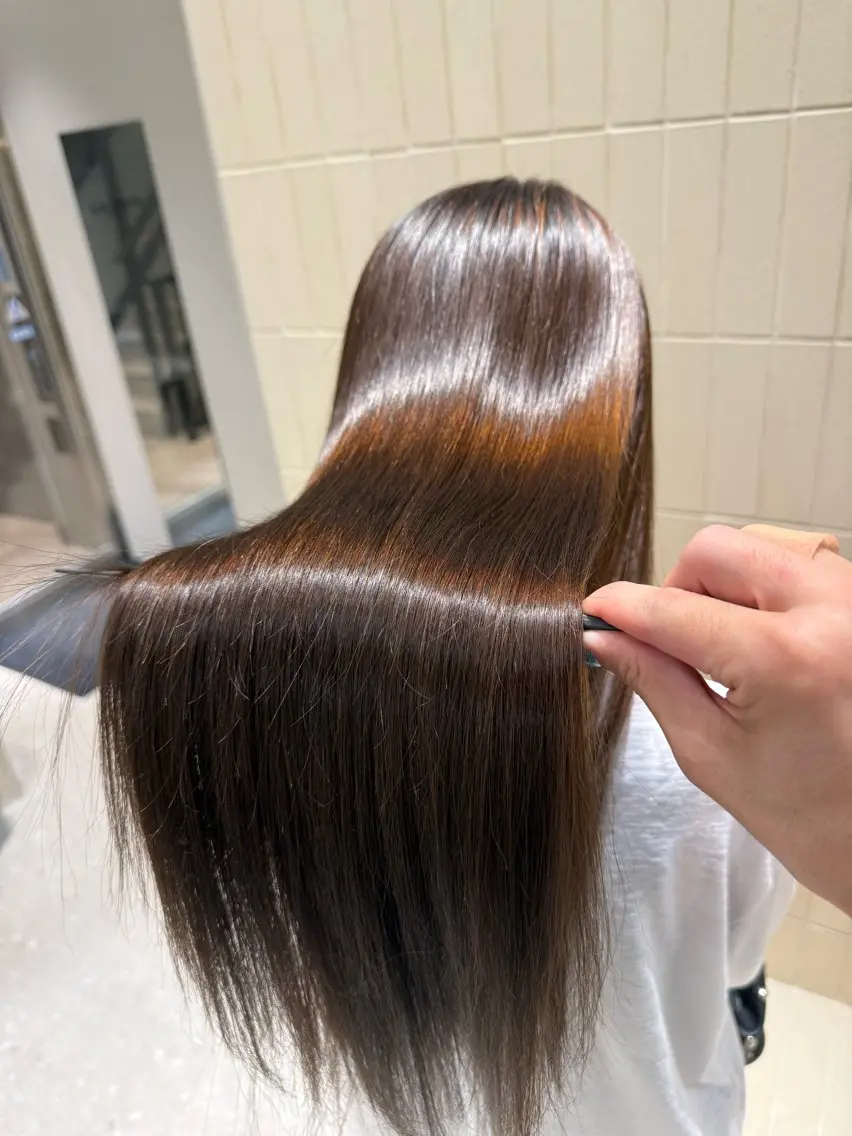 ロング パーマ ヘアアレンジ ストレートパーマ カット ヘアカラー 縮毛矯正 トリートメント 縮毛矯正/髪質改善/ ブリーチ毛/木元渓太のヘアスタイル