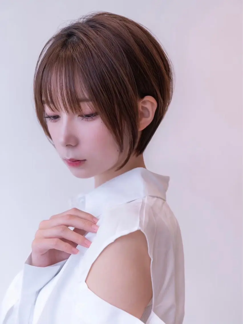 ショート カラー パーマ ショートボブ ショートレイヤー ハンサムショート 丸みショート ボブ カット ヘアカラー 縮毛矯正 トリートメント 田中航平/渋谷ボブ/ レイヤーボブのヘアスタイル