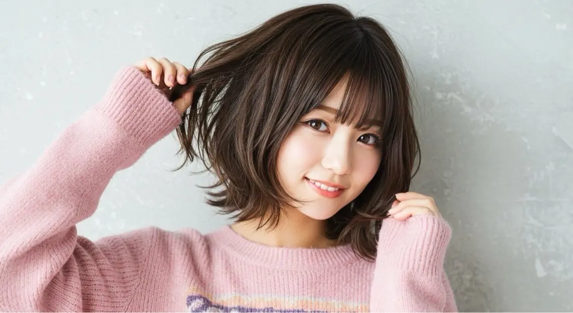 ミディアム ボブレイヤー ボブ レイヤーカット ウルフカット ウルフボブ カット トリートメント 島岡 茉生のヘアスタイル