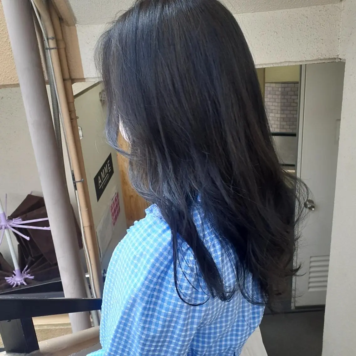 セミロング カラー 黒髪 ブルーカラー ブルーブラック ブルージュ カット ヘアカラー トリートメント 🔳髪質改善🔳 岡本陽のヘアスタイル
