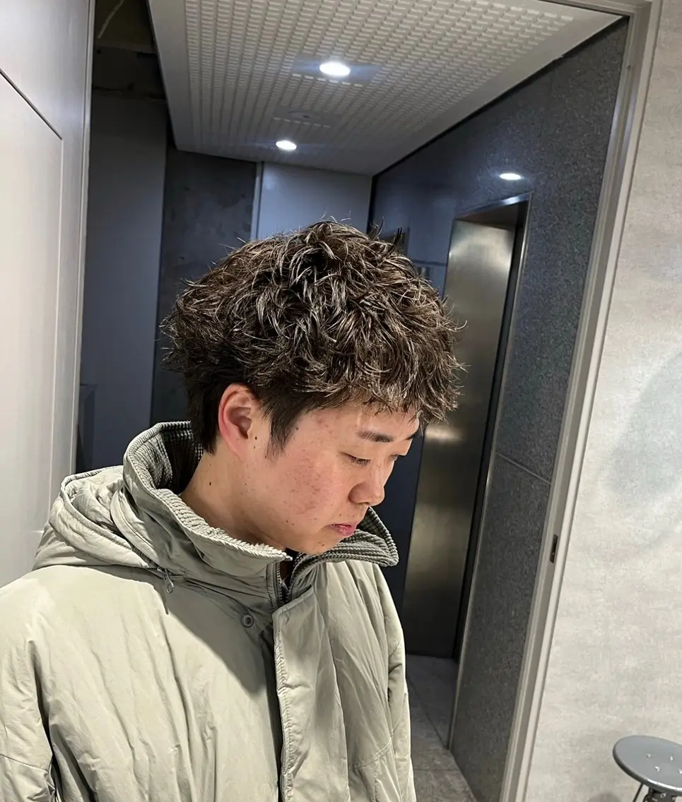 ショート カラー パーマ メンズ カット パーマ トリートメント ヘアセット 🔥メンズ 特化🔥菊水皐暉🔥のヘアスタイル