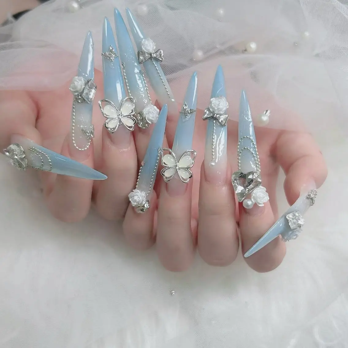 ネイル フットネイル フレンチネイル グラデーション 韓国ネイル ロングネイル ハンドネイル Hani Nail Salonのネイルデザイン