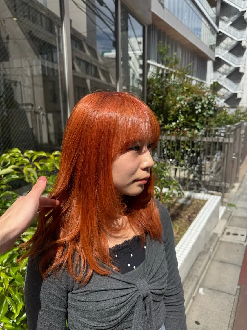 セミロング カラー オレンジ 🌓ショート/ウルフ /ハイトーン/大夢のヘアスタイル