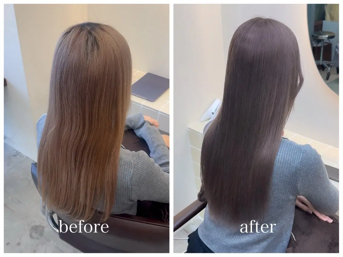 ロング カラー 透明感カラー グレージュ 新宿 似合わせカラー HINAのヘアスタイル