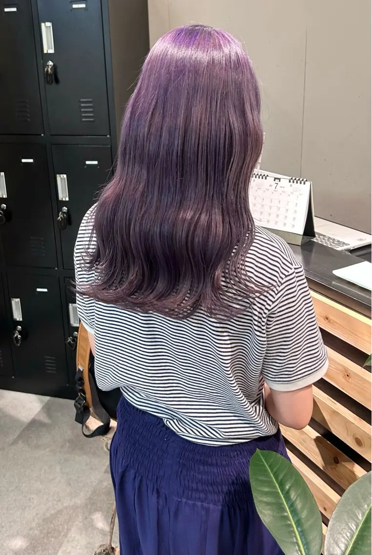 ロング カラー ブリーチ ラベンダーカラー ryo yaのヘアスタイル