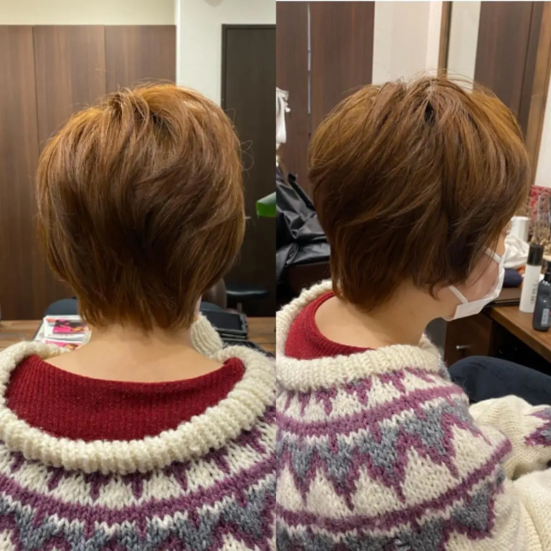 ショート カラー ショートボブ ベージュカラー ブリーチ ブリーチなしカラー オレンジ Lien's teraのヘアスタイル
