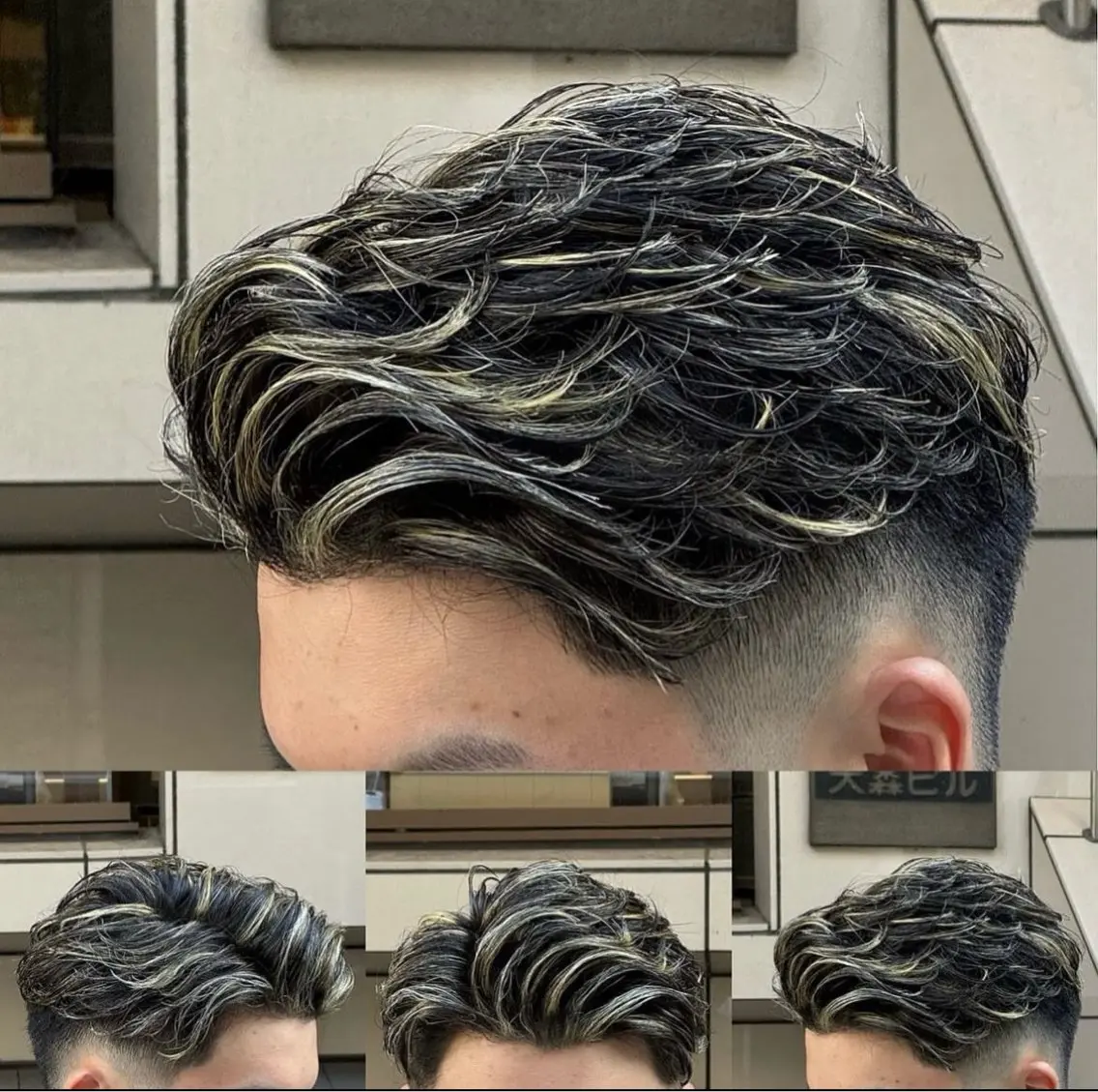 ショート カラー メンズ メンズハイライト メンズパーマ ハイライトカラー ハイライト 渡邉 直登のヘアスタイル