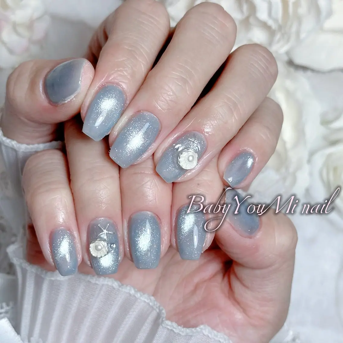 ネイル オーロラネイル チークネイル 成人式 フットネイル フレンチネイル ハンドネイル BabyYouMi nailのネイルデザイン