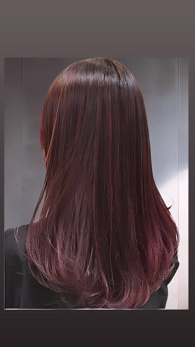 セミロング 縮毛矯正×髪質改善 カラー×クロスパーマのヘアスタイル
