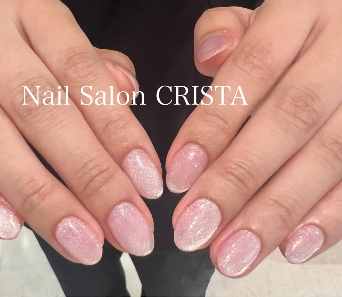 ネイル ジェルネイル キラキラネイル マグネットネイル パラジェル ピンク ハンドネイル CRISTA chikakoのネイルデザイン