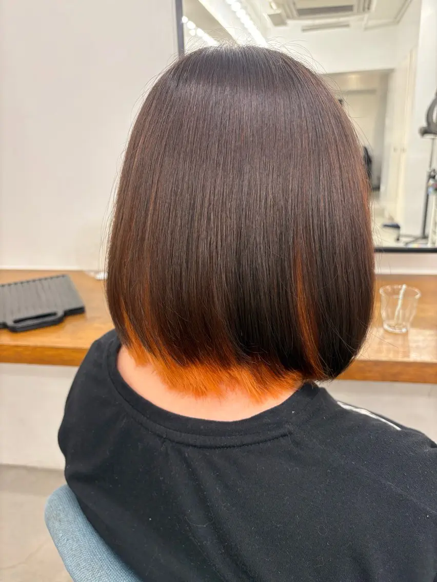 カラー ブラウンカラー オレンジ ヘアカラー 松永 昂也のヘアスタイル