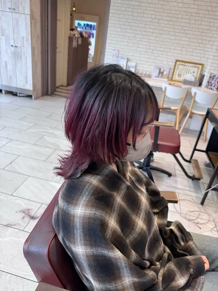 ミディアム カラー バレイヤージュ レイヤーカット ウルフカット カット ヘアカラー トリートメント ✨カラーの悩み 解決✨斎藤相慶のヘアスタイル