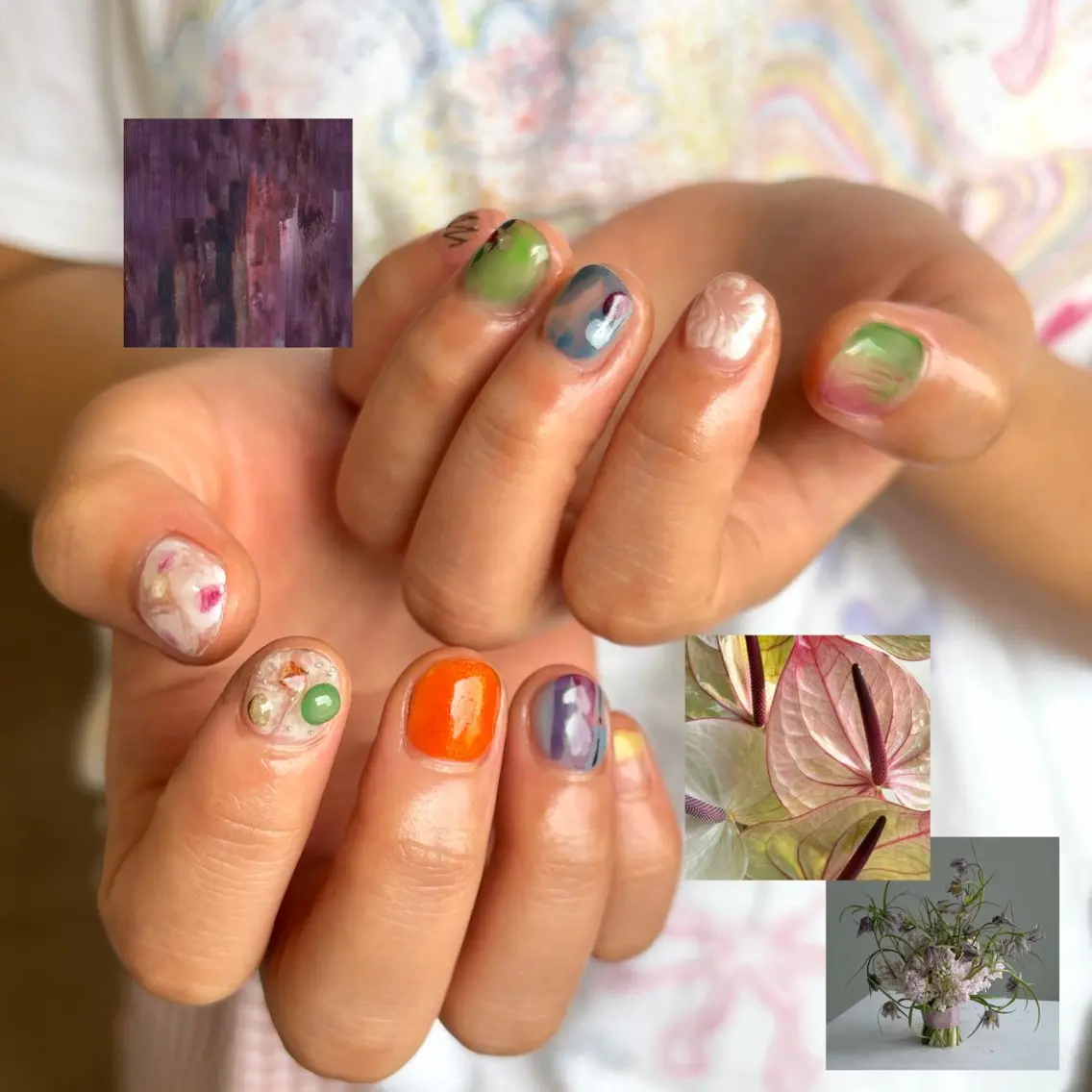 【Hand】🫧《ニュアンス/ミラー/大理石》持ち込み10本アート/⚠️事前に参考画像お送りいただける方限定の写真