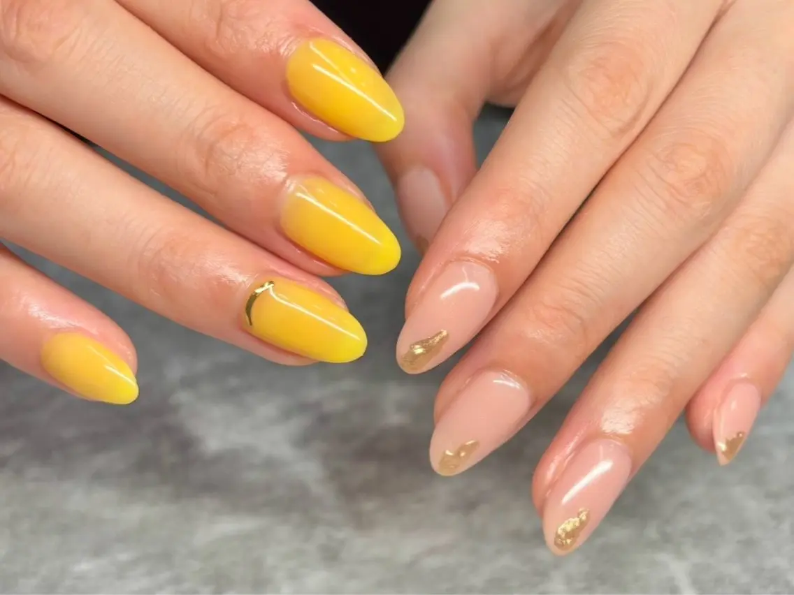 ネイル 黄色 ハンドネイル Bianca大名店 WATANABEのネイルデザイン