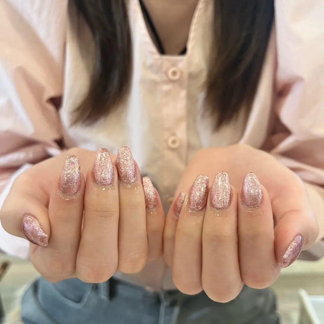 ネイル キラキラネイル ラメ(グリッター) ミラーネイル ピンク ハンドネイル ♡Tajima Yumeka♡のネイルデザイン