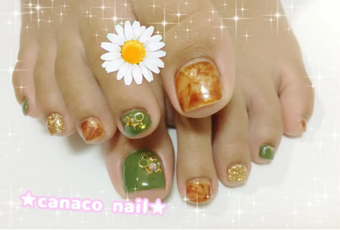 ネイル アートネイル べっ甲ネイル フットネイル ベテランネイル cnc  nailのネイルデザイン