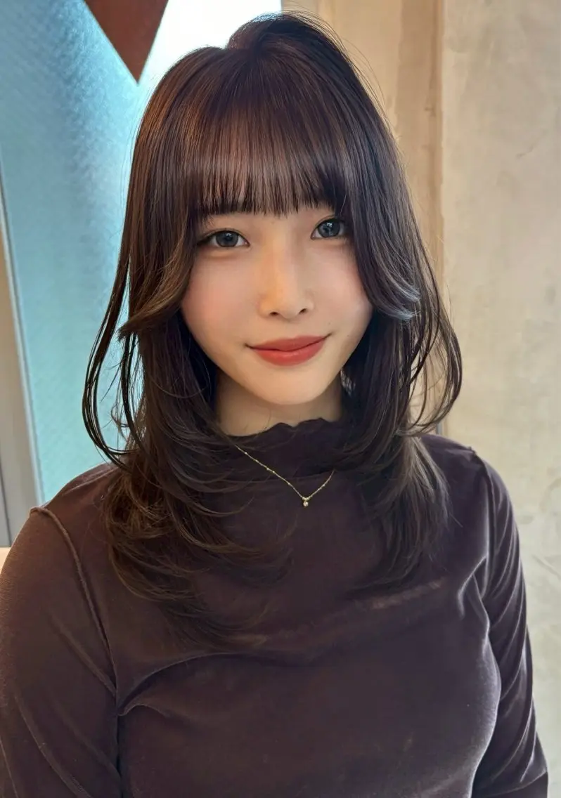 ロング レイヤーカット ʚザクザクレイヤー× 艶透明感/にしじまɞのヘアスタイル