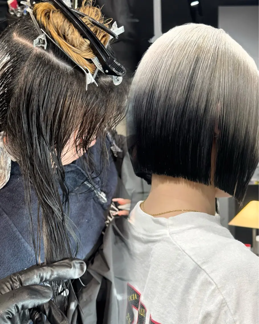 ミディアム アッシュ アッシュグレー 髪質改善 タンバルモリ ヨシンモリ ヘアカラー Bob&ハイトーン 専門家CHIHIROのヘアスタイル