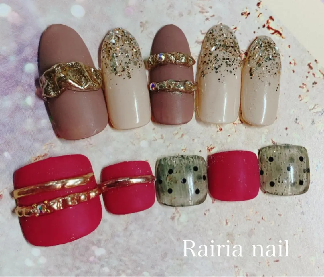 ネイル アートネイル ジェルネイル パラジェル 冬ネイル Rairia nail本八幡店のネイルデザイン