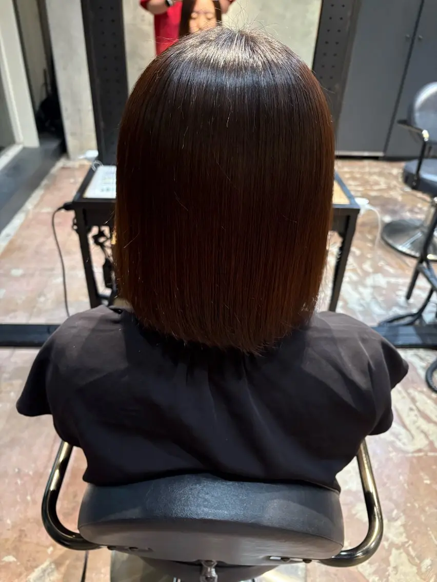 ミディアム ボブ ［縮毛矯正／レディ ースカット］はるのりのヘアスタイル