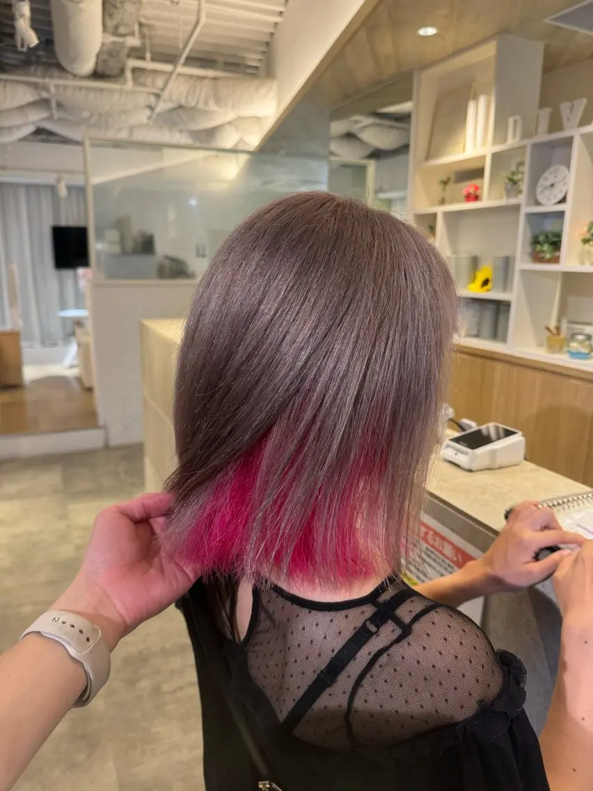 ミディアム カラー ヘアカラー トリートメント 早稲田/ショート/ 髪質改善/艶カラーのヘアスタイル