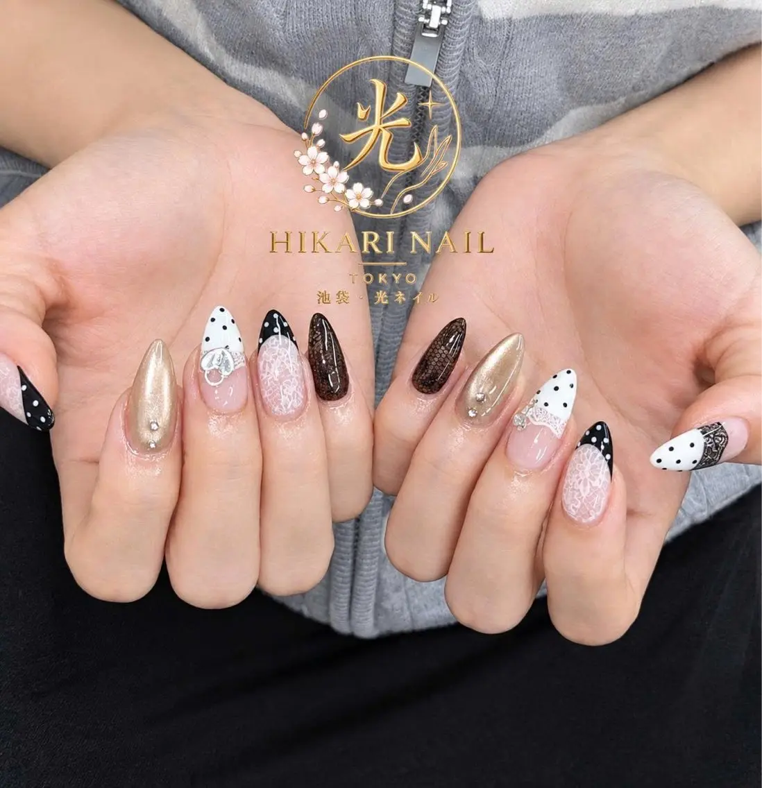 ネイル チークネイル 長さ出し フレンチネイル ガーリー ハロウィン ハンドネイル HikariNail Ikebukuroのネイルデザイン