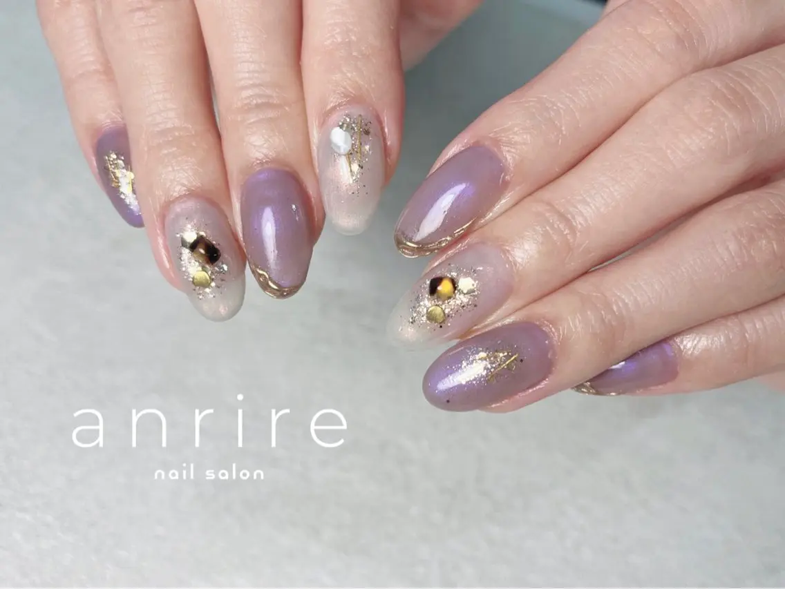ネイル ジェルネイル キラキラネイル ラメ(グリッター) ミラーネイル パラジェル ハンドネイル nailsalon anrireのネイルデザイン