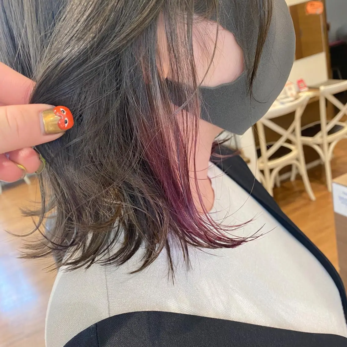 ショート カラー イヤリングカラー ピンクカラー バイオレットカラー ヘアカラー 髪質改善/ブリーチ 田代 龍我のヘアスタイル