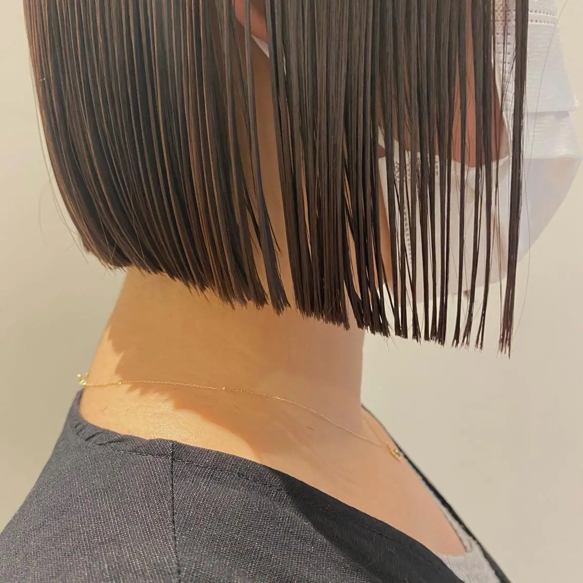 ミディアム 縮毛矯正ボブ&顔まわ レイヤー♡TOMOEのヘアスタイル