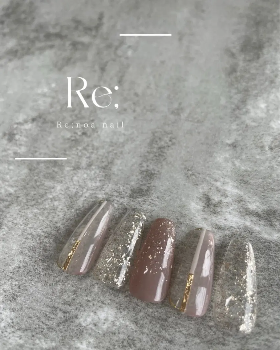 ネイル ジェルネイル キラキラネイル ラメ(グリッター) ラメグラデーション ミラーネイル ハンドネイル Re;noa nailのネイルデザイン