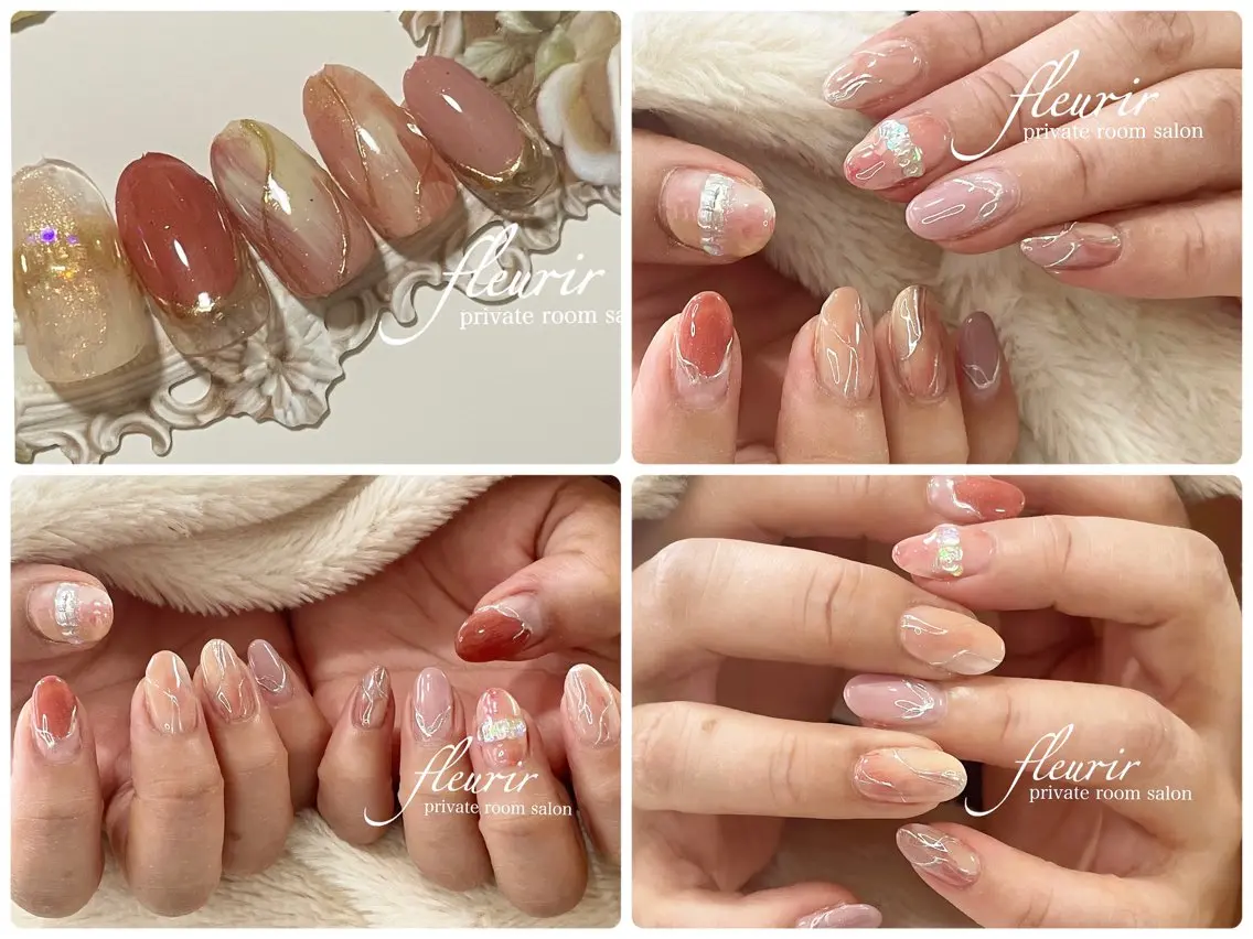 ネイル ニュアンスネイル フルリール 【プライベートサロンのネイルデザイン