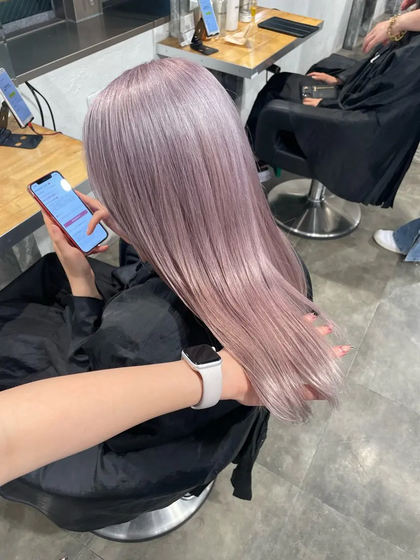 セミロング カラー ヘアカラー ハイトーン 横浜💞ミオのヘアスタイル