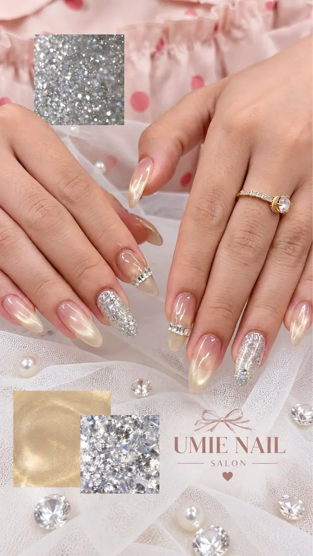 ネイル フットネイル フレンチネイル グラデーション キラキラネイル 韓国ネイル ハンドネイル UMIE NAIL SALONのネイルデザイン