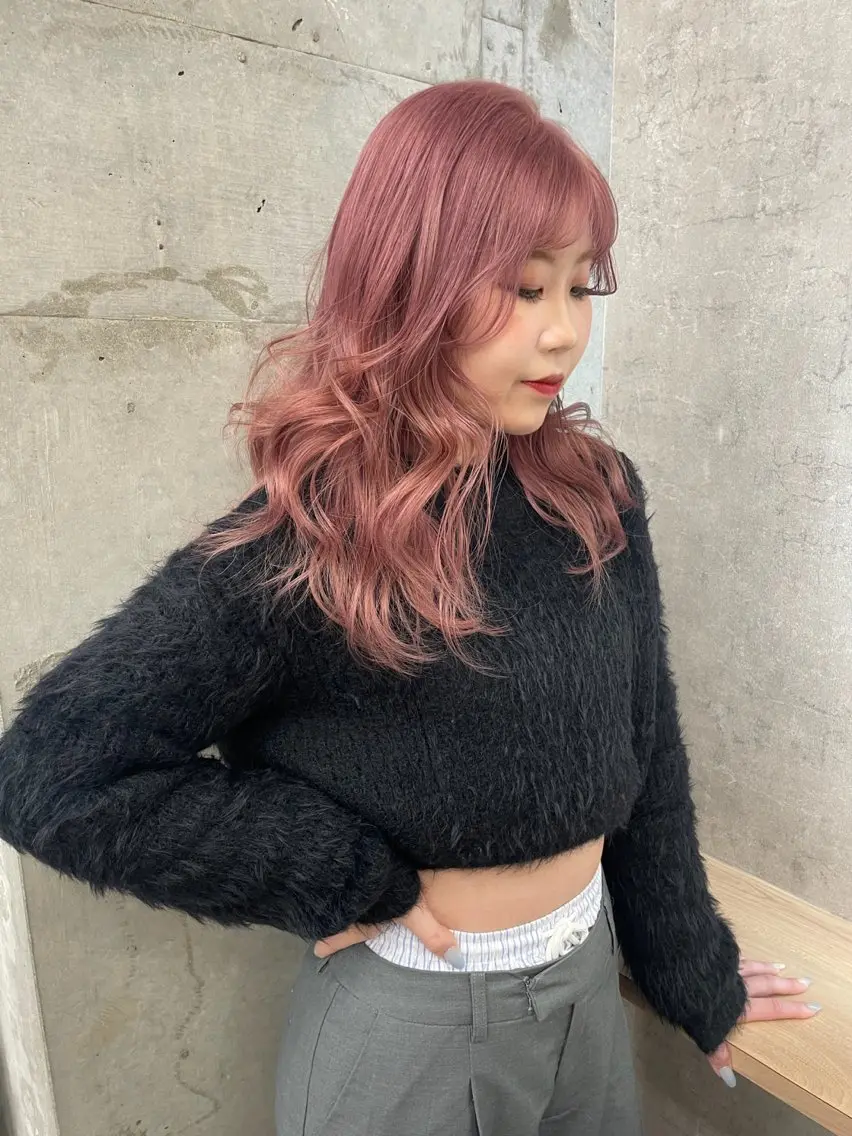 セミロング カラー ラベンダーカラー ピンクカラー ピンクラベンダー ブリーチ/ベージュ 💕/momoaのヘアスタイル