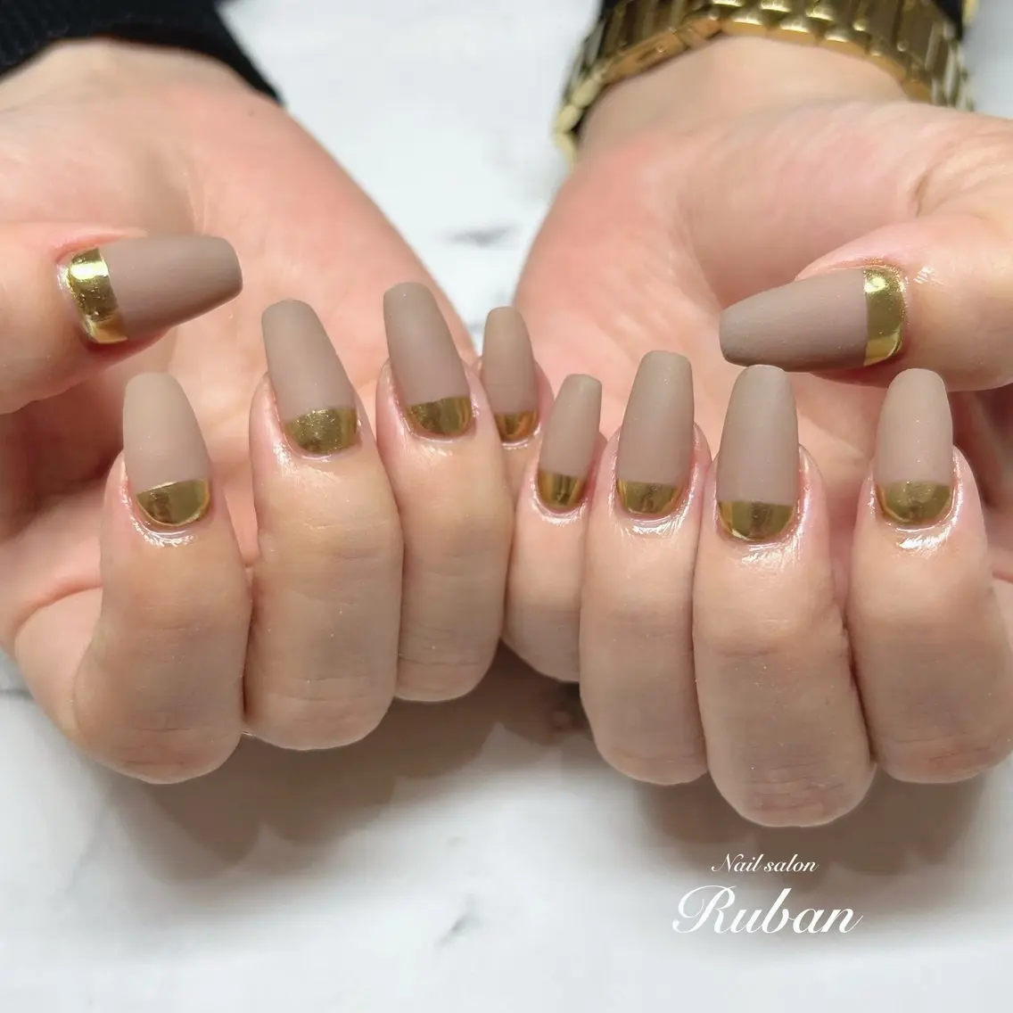 ネイル マットネイル ミラーネイル 持ち込み ワンカラーネイル Nail salon Rubanのネイルデザイン