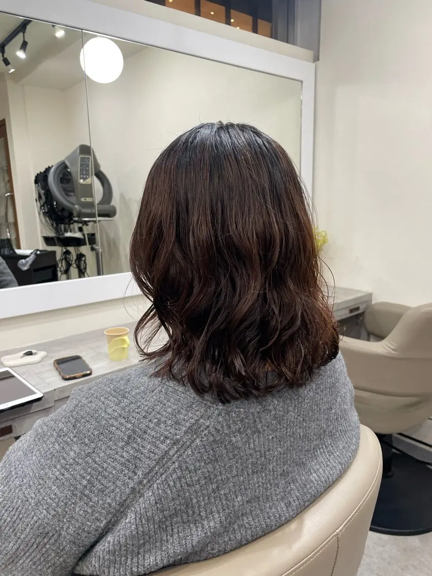 ショート パーマ 切りっぱなしボブ ボブ カット パーマ 韓国風パーマ/ヘア セット/店長みづきのヘアスタイル