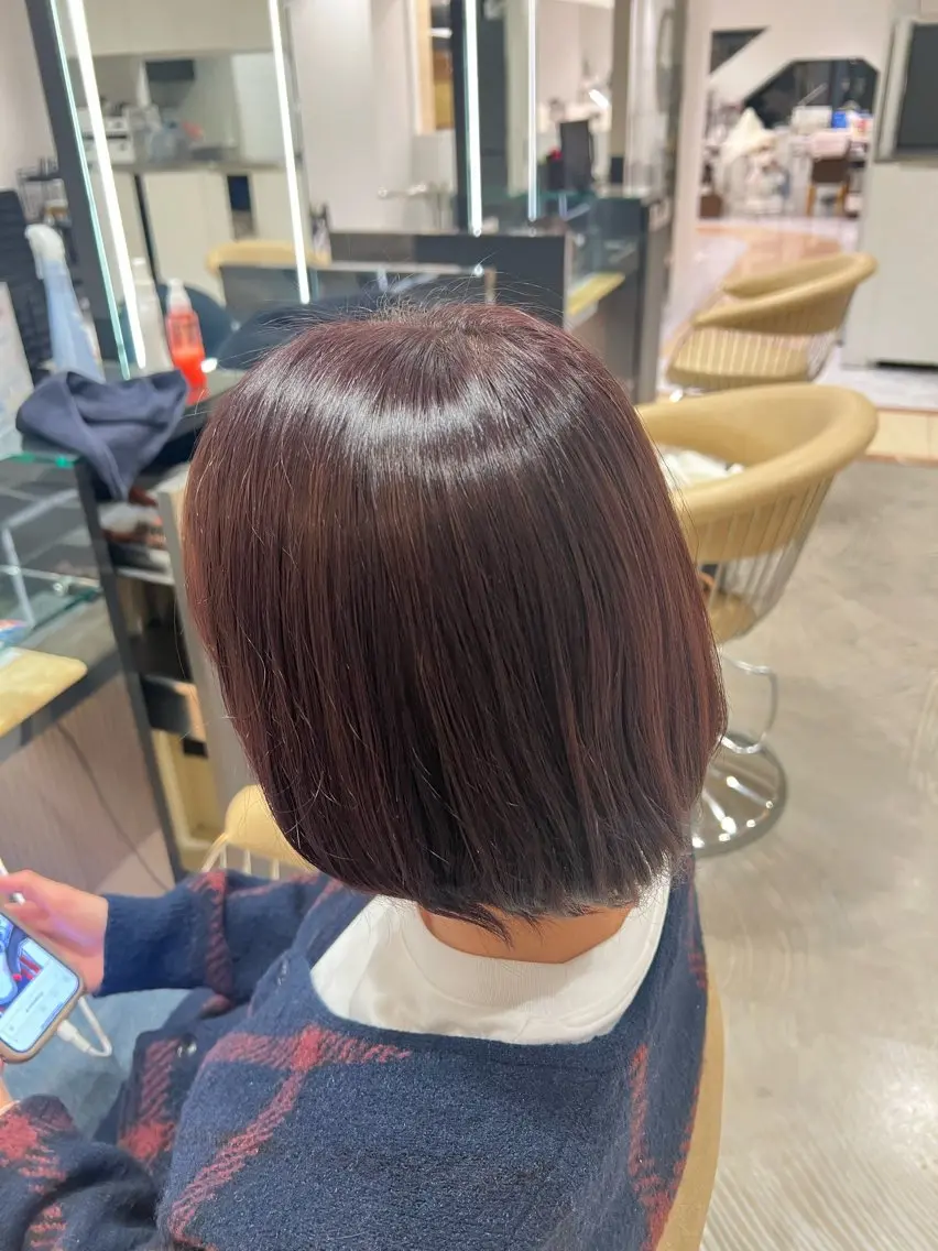 ショート カラー パープルカラー 骨格/顔型/診断/ 伏見/飯味 華菜のヘアスタイル
