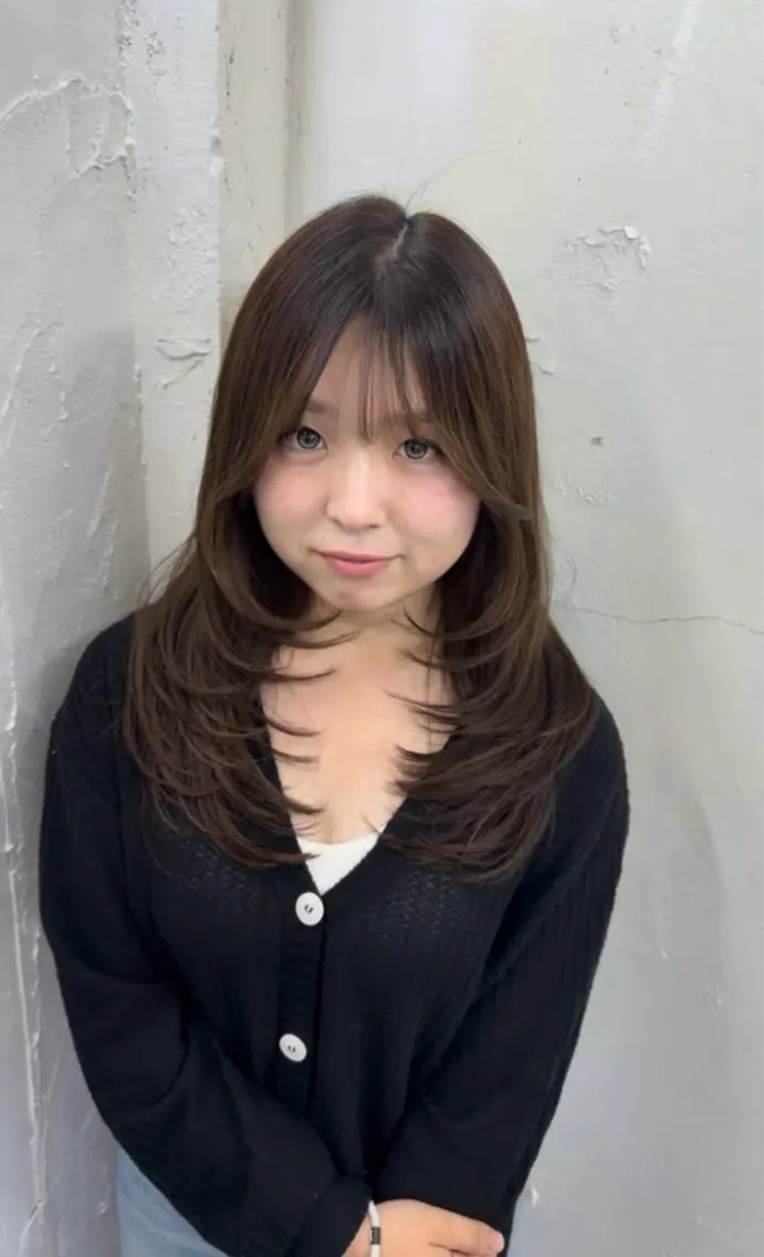 セミロング カラー ヘアアレンジ ブラウンカラー 透明感カラー 顔周りカット レイヤーカット 小顔カット カット ヘアカラー りくや/レイヤー /エクステ/モテ髪のヘアスタイル