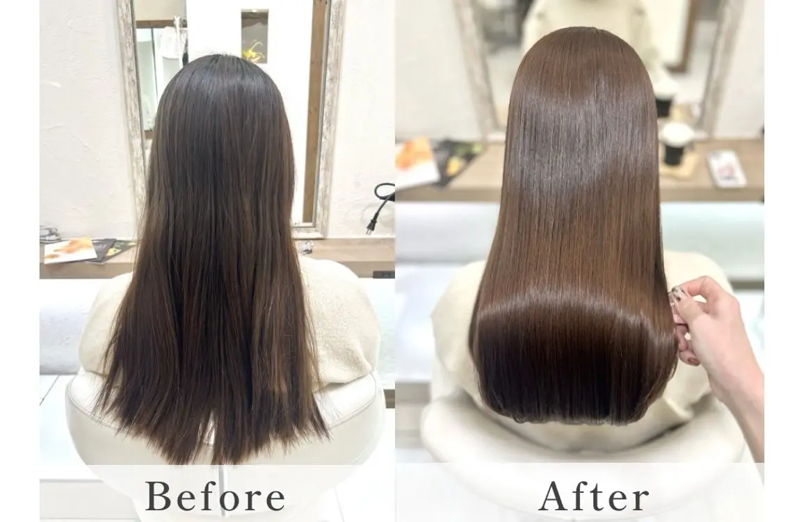 セミロング カラー パーマ 縮毛矯正 BearFruit 戸塚店のヘアスタイル