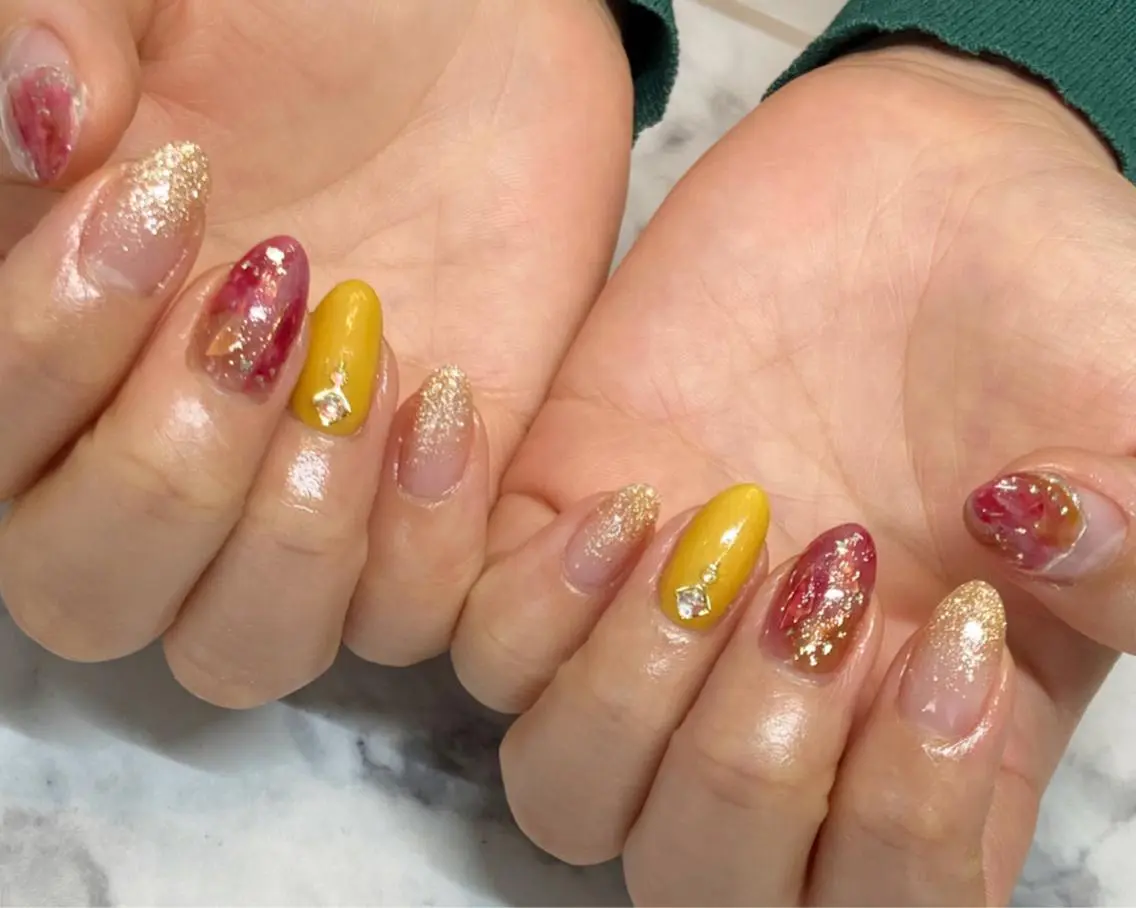 ネイル ストーンネイル ハンドネイル Amu's chikakoのネイルデザイン