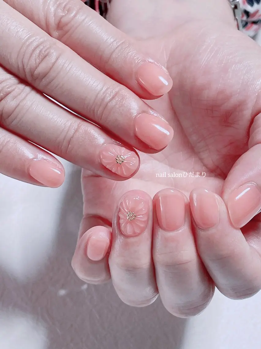ネイル フラワーネイル ぷっくりネイル ハンドネイル NailSalon ひだまりのネイルデザイン