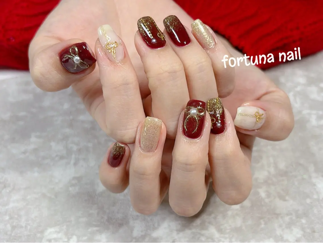 ネイル 冬ネイル クリスマス Nail •Head スパFortunaのネイルデザイン
