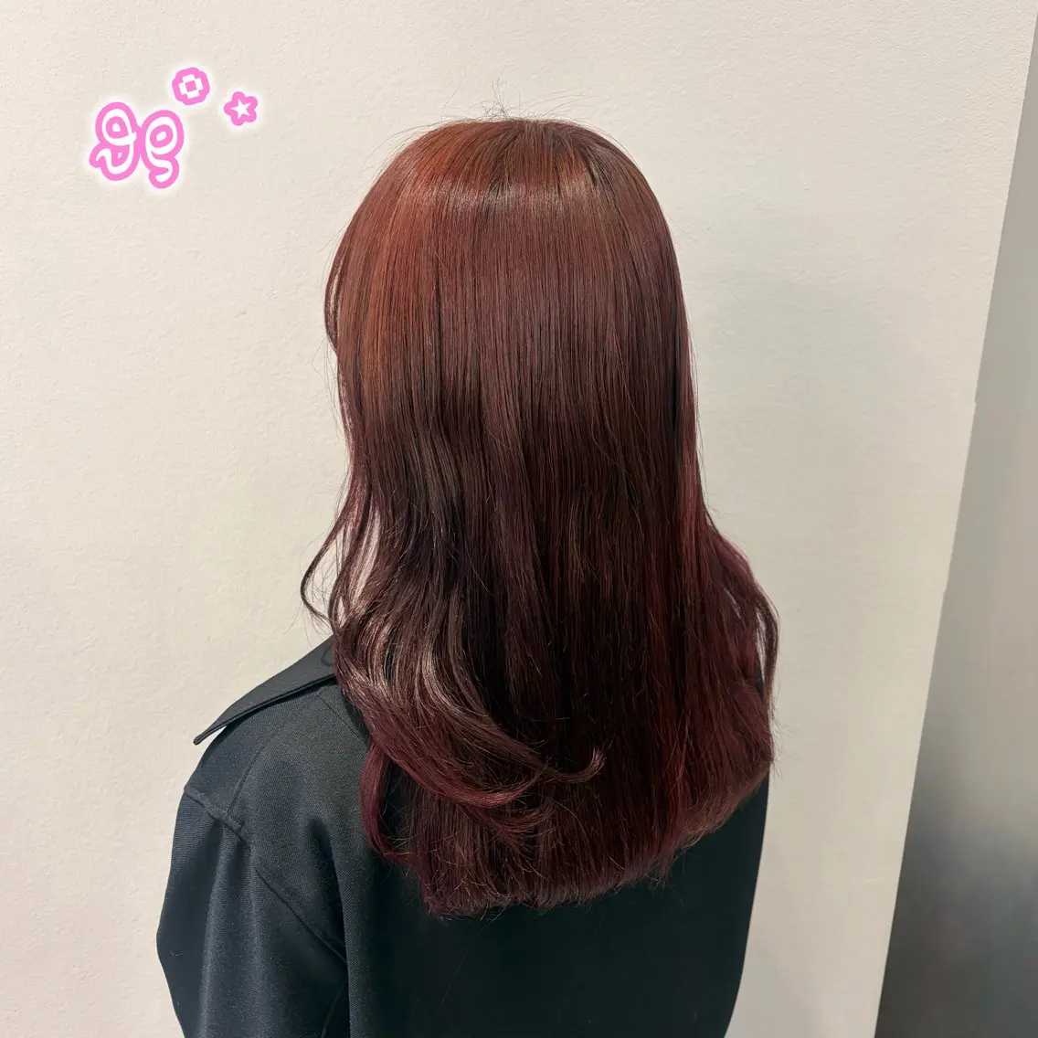 セミロング カラー ボルドーカラー カット ヘアカラー 顔周り/ガーリー /ヘアメ/あつはのヘアスタイル