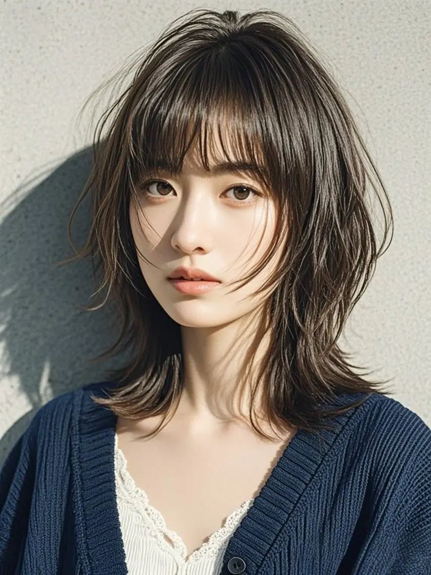 ミディアム ショートボブ ミディアムレイヤー ミディアムパーマ アッシュ ボブ カット ヘアカラー トリートメント ウルフカット 811 大阪梅田 ウルフのヘアスタイル