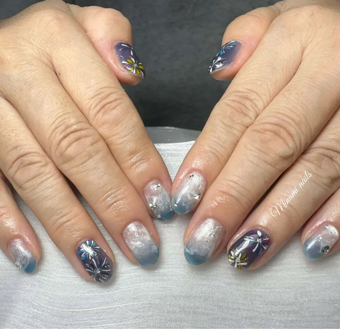 ネイル アートネイル ガーリー キラキラネイル 韓国ネイル マグネットネイル ハンドネイル Minami Nailsのネイルデザイン