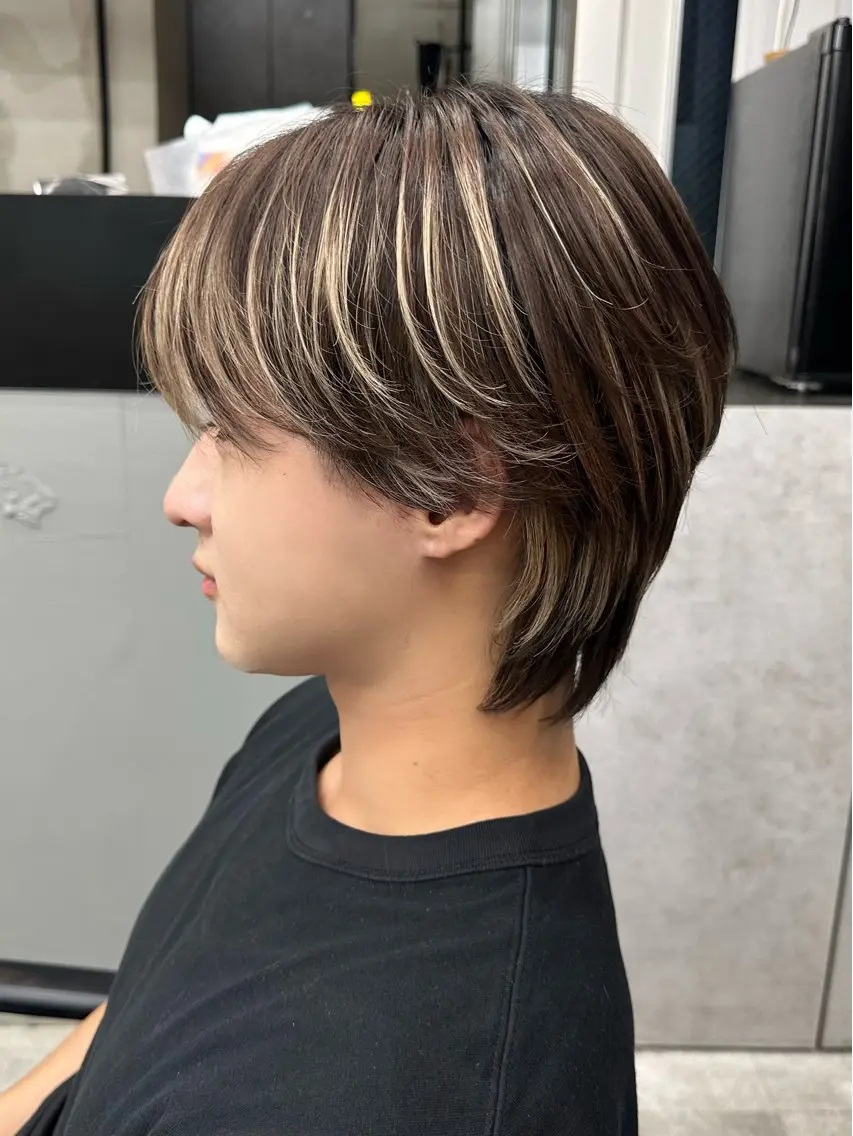 ロング カラー メンズ マッシュ シースルーマッシュ デザインカラー ヘアカラー トリートメント メンズ特化 🦋KANOKO🦋のヘアスタイル